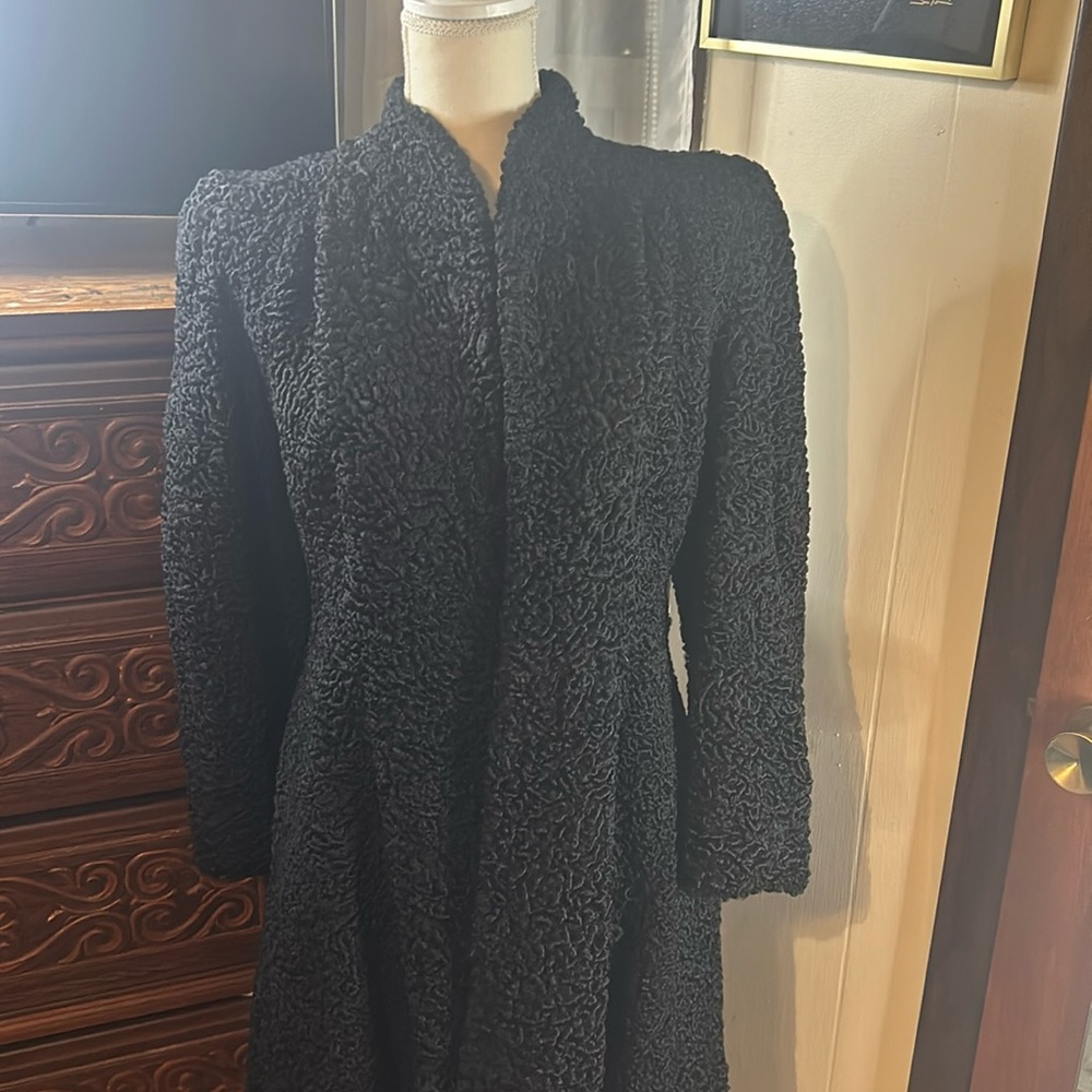COPY - Vintage 40s Real Black Persian Lamb Mid-length coat.